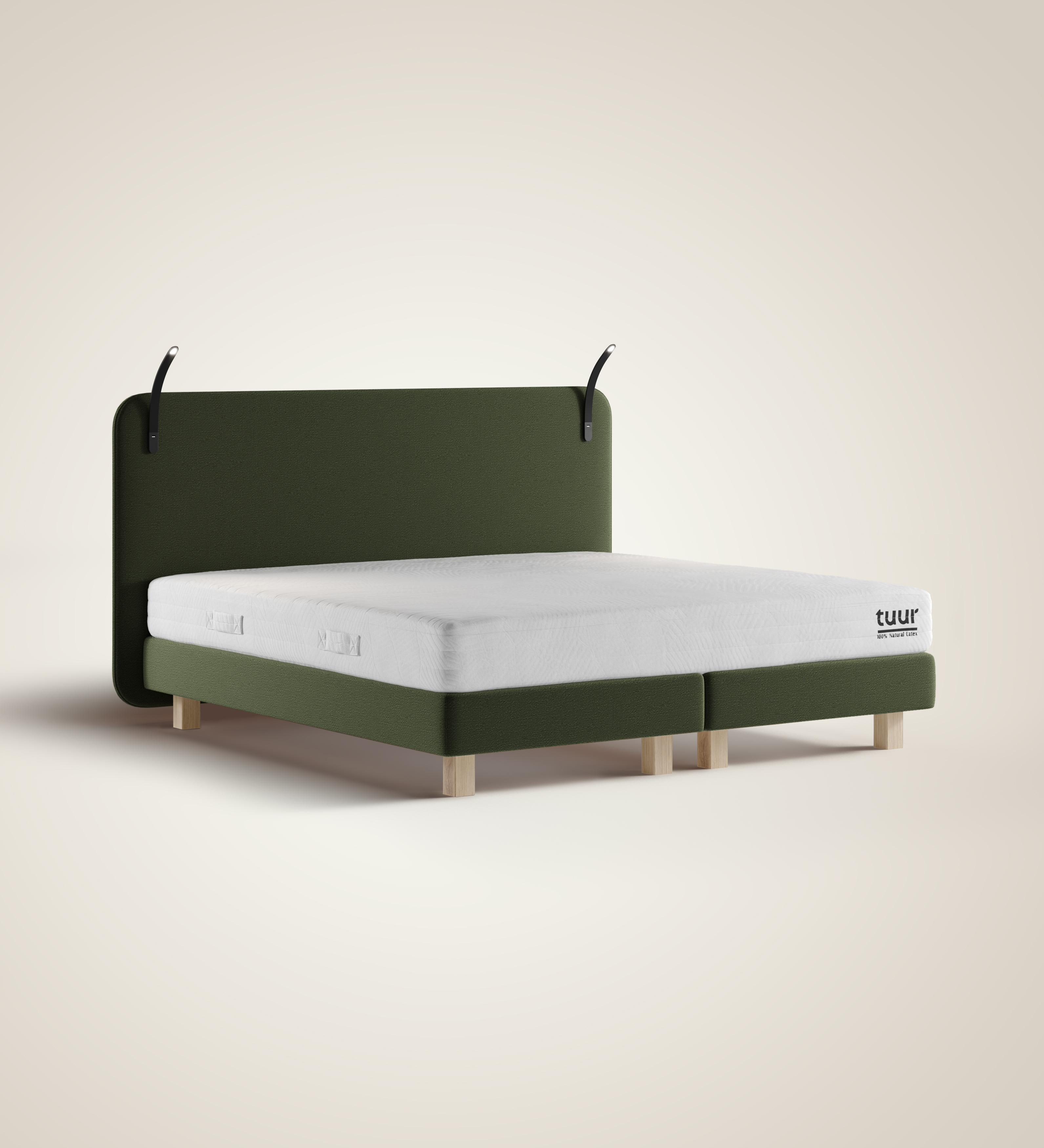 Groene Tuur® Boxspring met Tuur® Matras en LED lampen