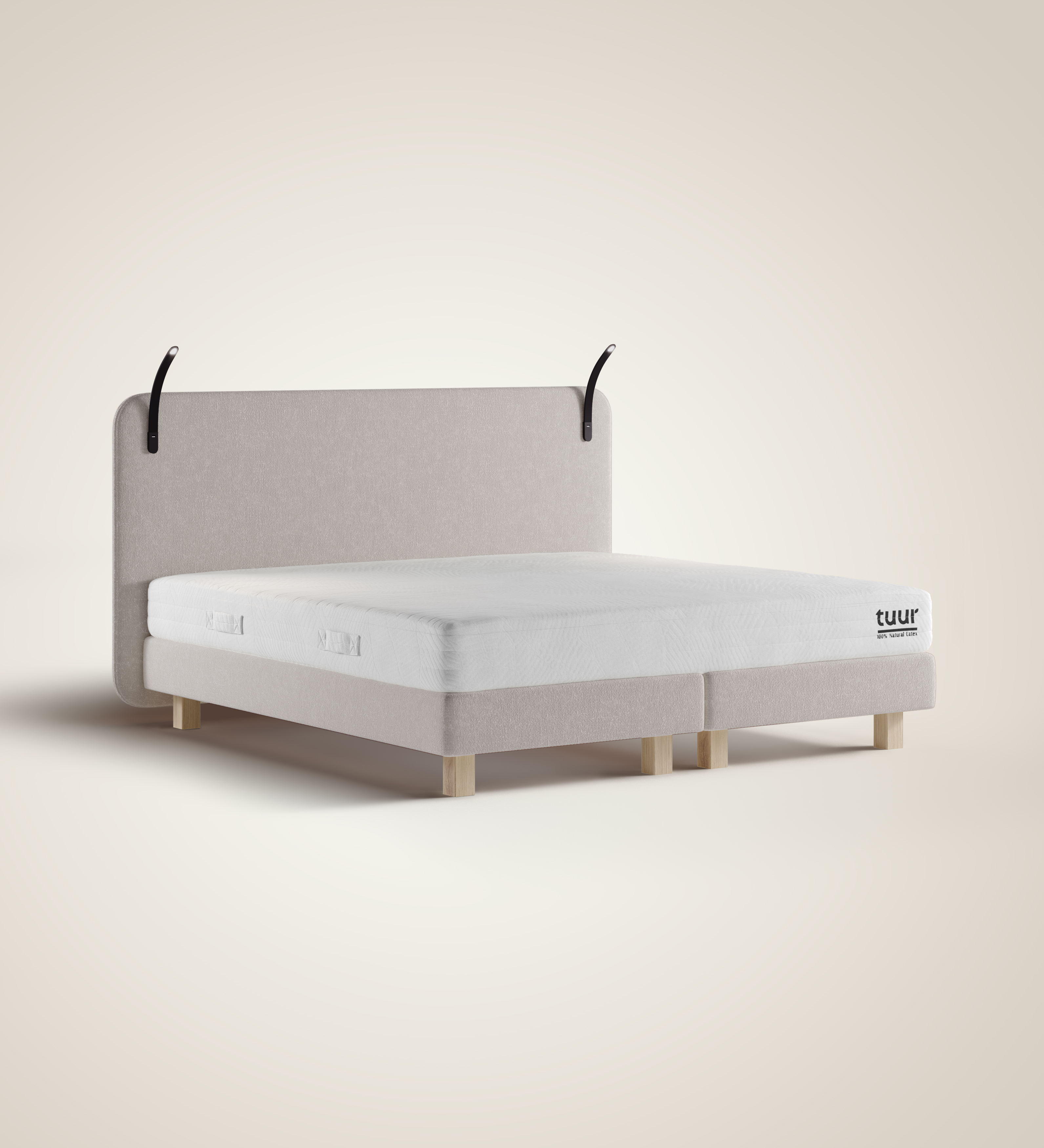 Beige Tuur® Boxspring met Tuur® Matras en LED lampen