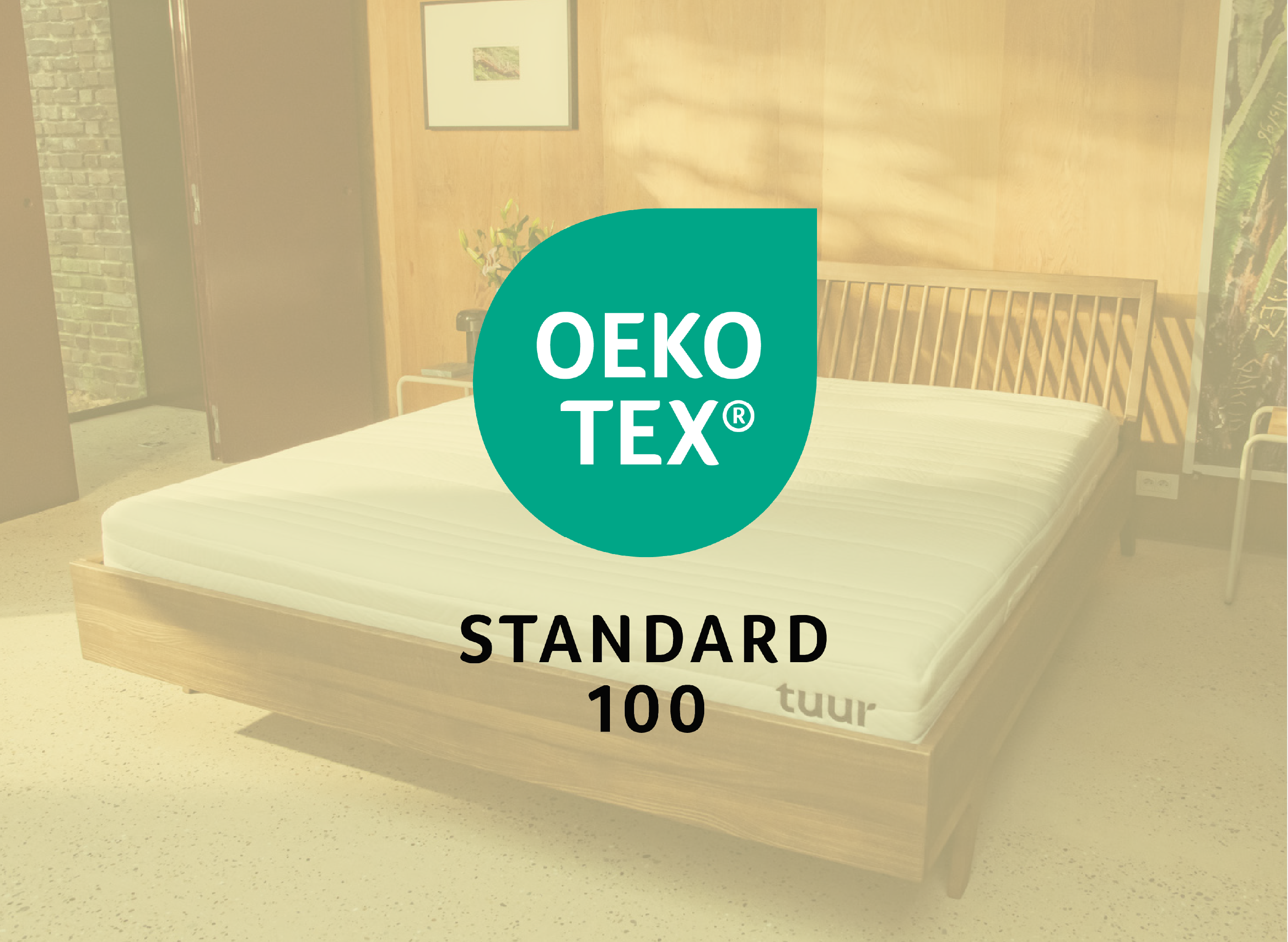 Oeko-Tex logo op een lifestyle beeld