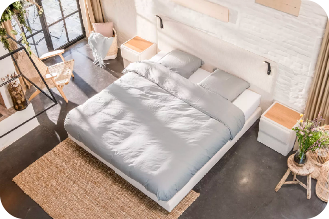 Tuur boxspring in beige met latex matras